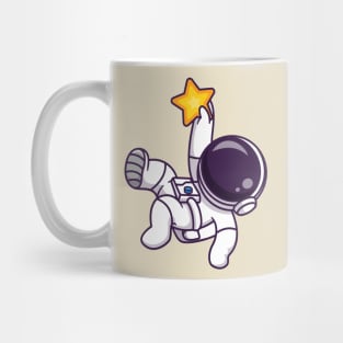 Cute Astronaut Catching Star Cartoon Mug